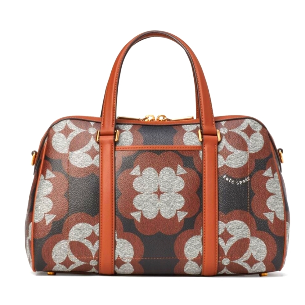 Kate Spade Flower Monogram Coated Canvas Eleanor Medium Satchel Boston